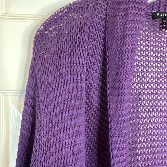 NWOT Eileen Fisher Organic Cotton Cashmere Open Front Cardigan Purple Medium - Picture 4 of 6